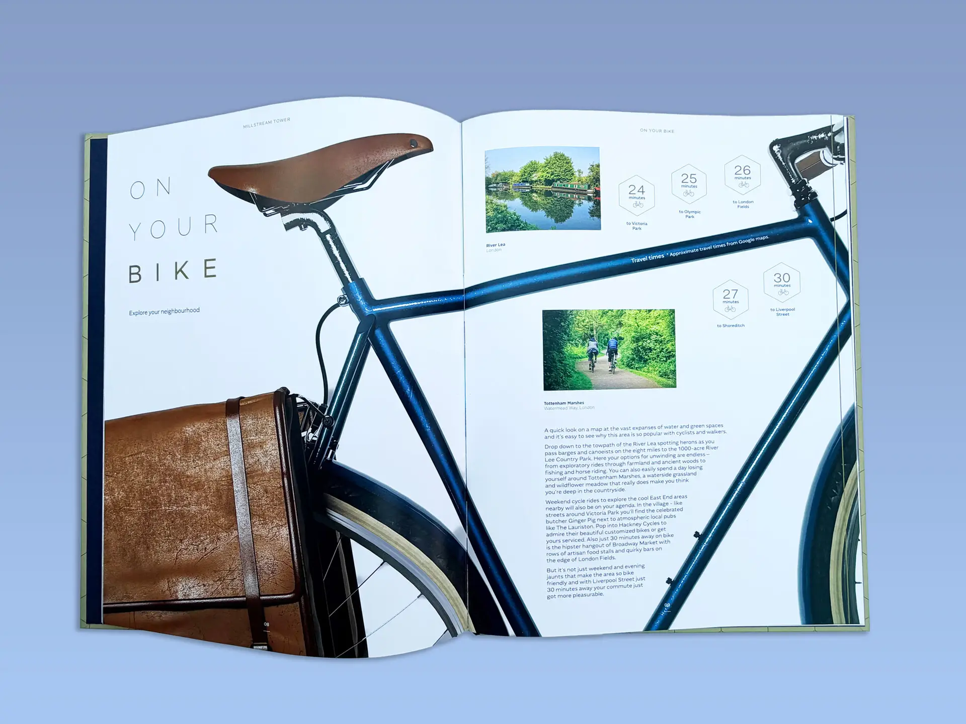 Millstream Tower marketing brochure interior spread designed by Oracle Creative for Newlon Living