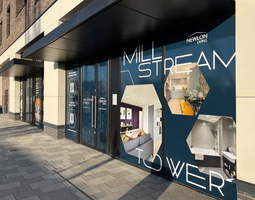Millstream Tower window graphics and on-site signage by Oracle Creative for Newlon Living