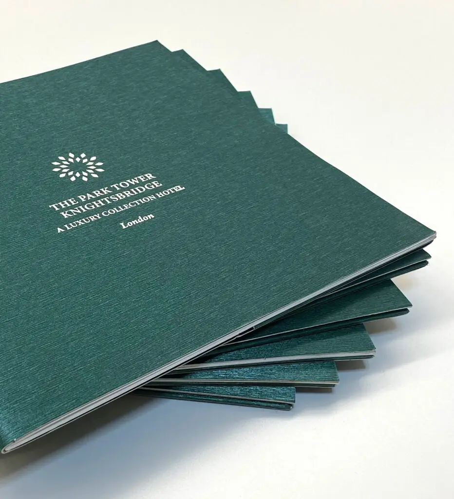 Park Tower Hotel luxury brochure covers designed by Oracle Creative for Starwood International