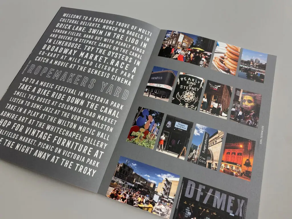 Ropemakers Yard brochure interior spread by Oracle Creative for L&Q