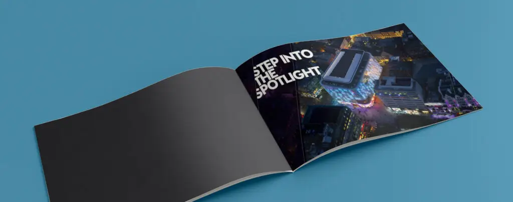 W London Hotel luxury brochure opening spread designed by Oracle Creative for Starwood International