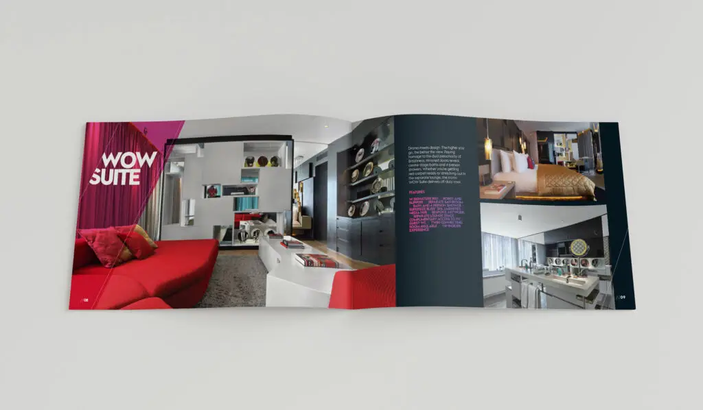 W London Hotel brochure spread 6 — lifestyle photography layout by Oracle Creative for Starwood
